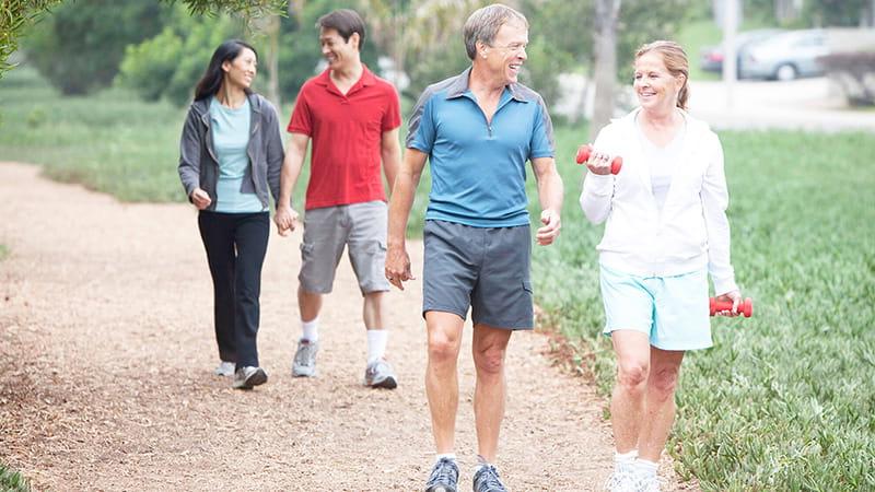 people on walking trail