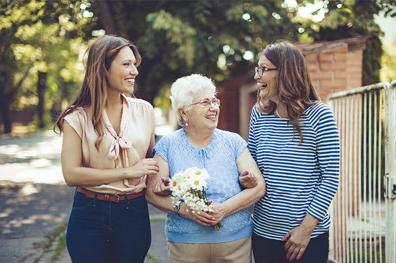 young women with grandmother