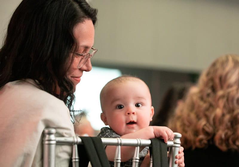 Claire Sprouse (right) and her son, Milo, who is now a healthy 1-year-old. (Photo courtesy of Edwards Lifesciences)